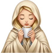 girl inside a blanket sipping coffee eyes closed sticker