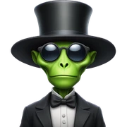 Alien wearing sunglasses and top hat sticker