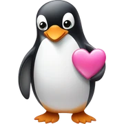Penguin holding pink heart sticker
