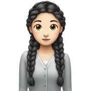korean girl with braid sticker