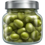 Realistic glass jar with silver metallic lid filled with green olives inside of it. sticker