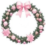 Pastel pink Christmas wreath sticker