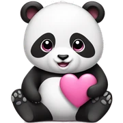 Panda holding pink heart  sticker