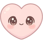 kawaii chibi pink heart character, big sparkling eyes, soft pastel palette, no limbs, full body, soft pastel kawaii style sticker