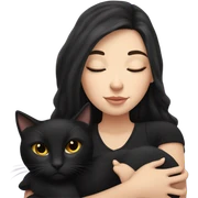 White girl black hair sleeping with black cat sticker