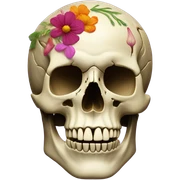 Anatomical skull with flowers sticker