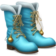 Realistic isolated light blue elf boots with bells. sticker