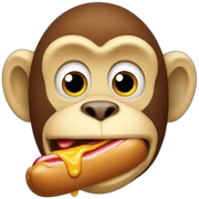 Monkey eating hotdog sticker