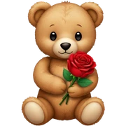 Teddy bear holding a red rose sticker