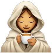 girl inside a blanket sipping coffee eyes closed sticker