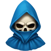 skull wearing blue hood and cloak sticker