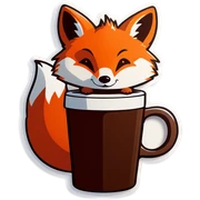 Tiny fox drink coffee sticker