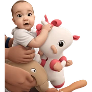 curious baby with stuffed toy sticker
