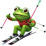 Frog skiing sticker