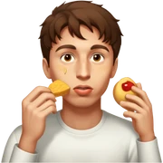 male eating  sticker