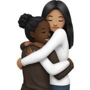 White girl with black hair hugging black girl sticker