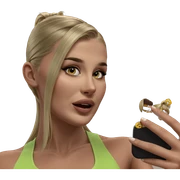blonde girl taking selfie sticker