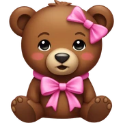 Brown cute bear with a pink bow sticker