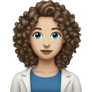 White skin brunette curly hair blue eye sticker