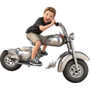 happy boy outdoors with vehicle sticker