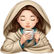 girl inside a blanket sipping coffee eyes closed sticker