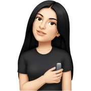 female, black shirt, long black hair sticker