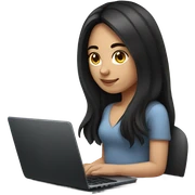 Beautifu Chilean girl, brunette, long hair, Black hair, typing on laptop sticker