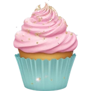 Cupcake Emoji "A pastel pink cupcake with swirled frosting, topped with tiny glittery hearts and a magical sparkle hovering above." sticker