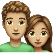 Girl with brown hair and hazel eyes kissing guy with brown hair and green eyes  sticker