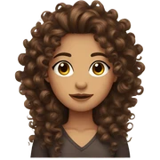 Curly brown hair long eyelashes sticker