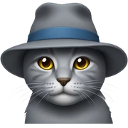 Grey cat wearing a hat sticker