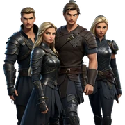 castle battle with diverse warriors sticker