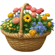 basket with courtyard and flowers  sticker