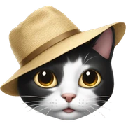 Black and white cat wearing a sun hat  sticker