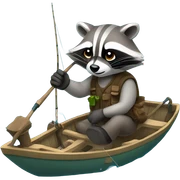 Racoon fishing sticker