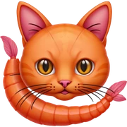 Shrimp with cat head sticker