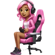 GAMER GIRL sitting next to a PINK gaming computer PINK GIRLY gaming setup LIGHTPINK sticker