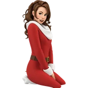 santa girl in brown hair sticker