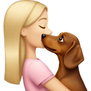 blonde girl kissing brown dachshund sticker