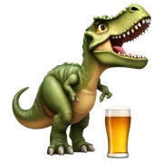 A beer drinking dinosaur with cup ￼ sticker