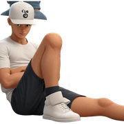 sitting boy in white shirt sticker