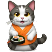 cat eating sushi sticker