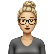 white skin woman with bun and glasses sticker