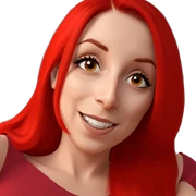 smiling girl with long red hair sticker