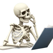 skeleton tired and studying sticker
