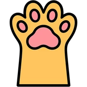 Playful cat paw with raised toes and pink pads visible, cute feline paw gesture sticker