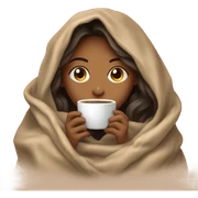 girl inside a blanket sipping coffee eyes closed sticker