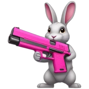 rabbit holding a pink gun sticker