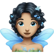 Dreamy pretty nature fairy with black hair and blue eyes sticker