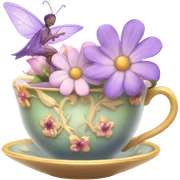Fairy magic tea cup with flowers sticker